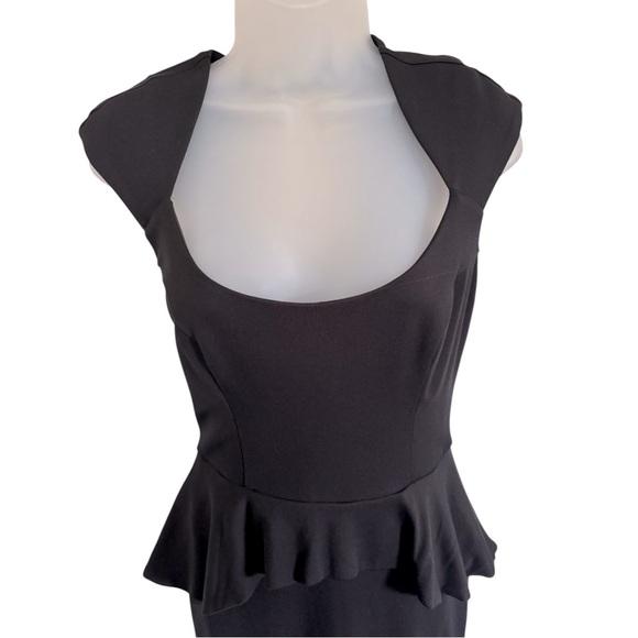 LBD Bebe Black Vintage-Inspired Pin-up Ruffle Waist Pencil Dress M - Picture 4 of 8